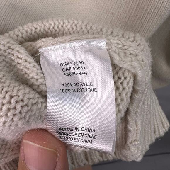 Saltwater Luxe Sun Sand Surf Sweater, Cream, 100% Acrylic Beach Coastal Pullover - Picture 13 of 14